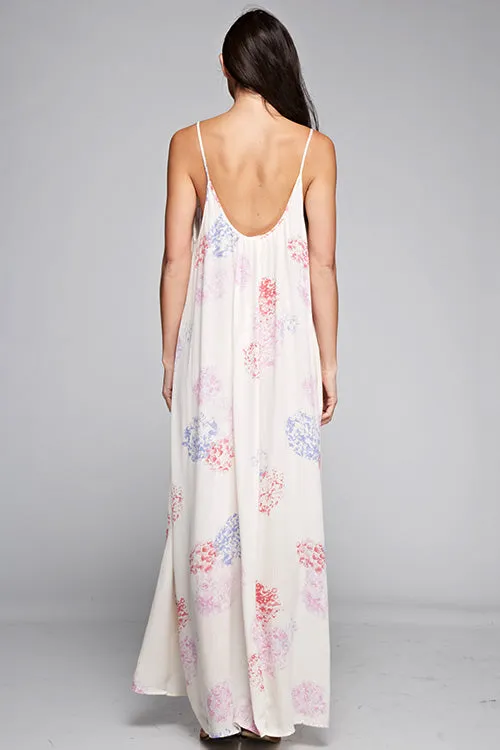 Floral Print Sleeveless High Low Maxi Dress