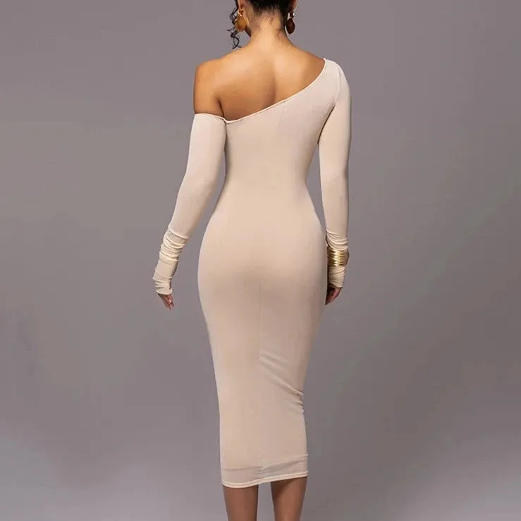 Gianna - White One Shoulder Mesh Ruched Bodycon Dress