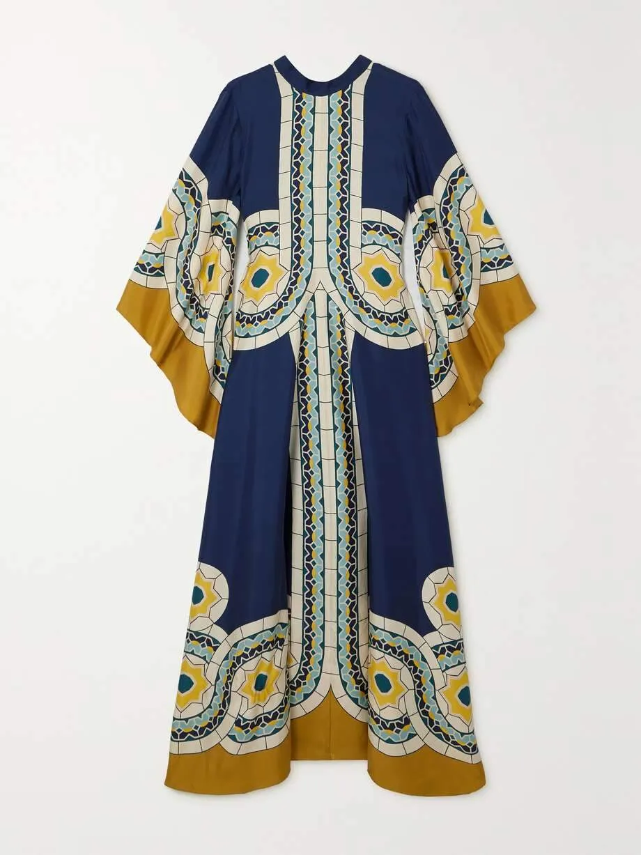 Gorgeous Printed Silk Twill Maxi Dress