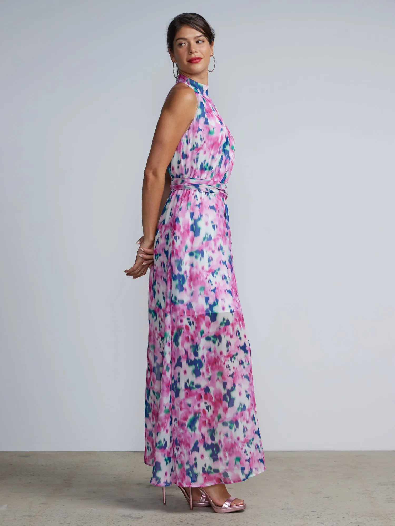 Halter Neck Printed Maxi Gown