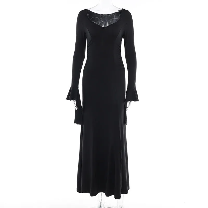 HBO3082 Pleated Skirt Maxi Dress