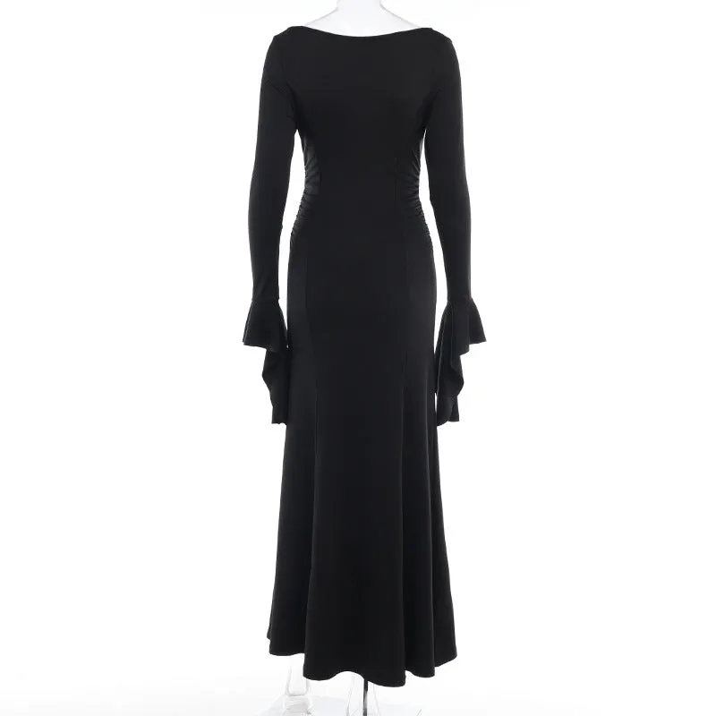 HBO3082 Pleated Skirt Maxi Dress