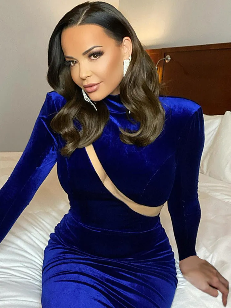 Holly Mesh Patchwork Bodycon Maxi Dress