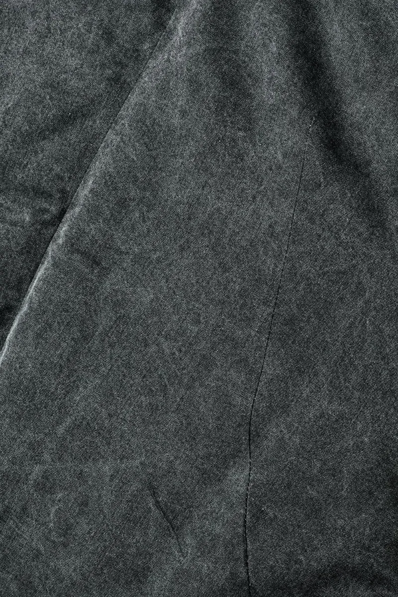 Horse Leather x Rayon Twill White Goose Down Coat  Charcoal