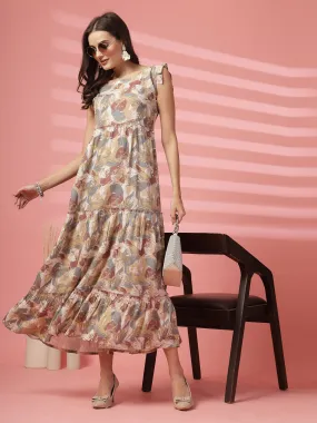 Indibelle Ankle Length Tiered Maxi (Beige)