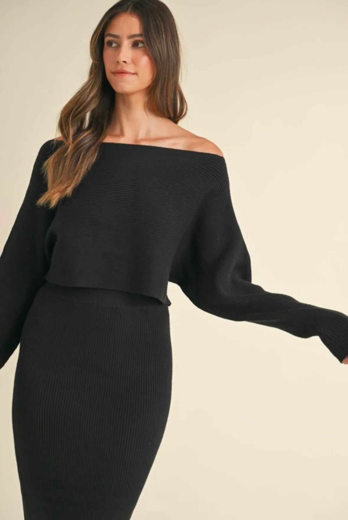 Knit Top and Midi Skirt Set