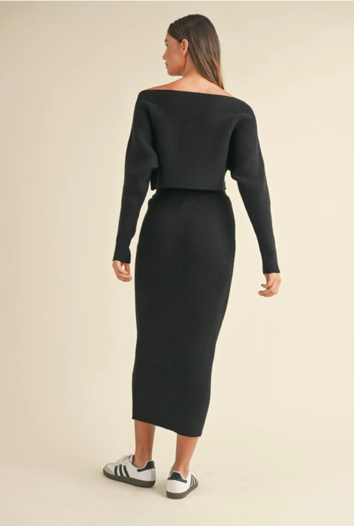 Knit Top and Midi Skirt Set