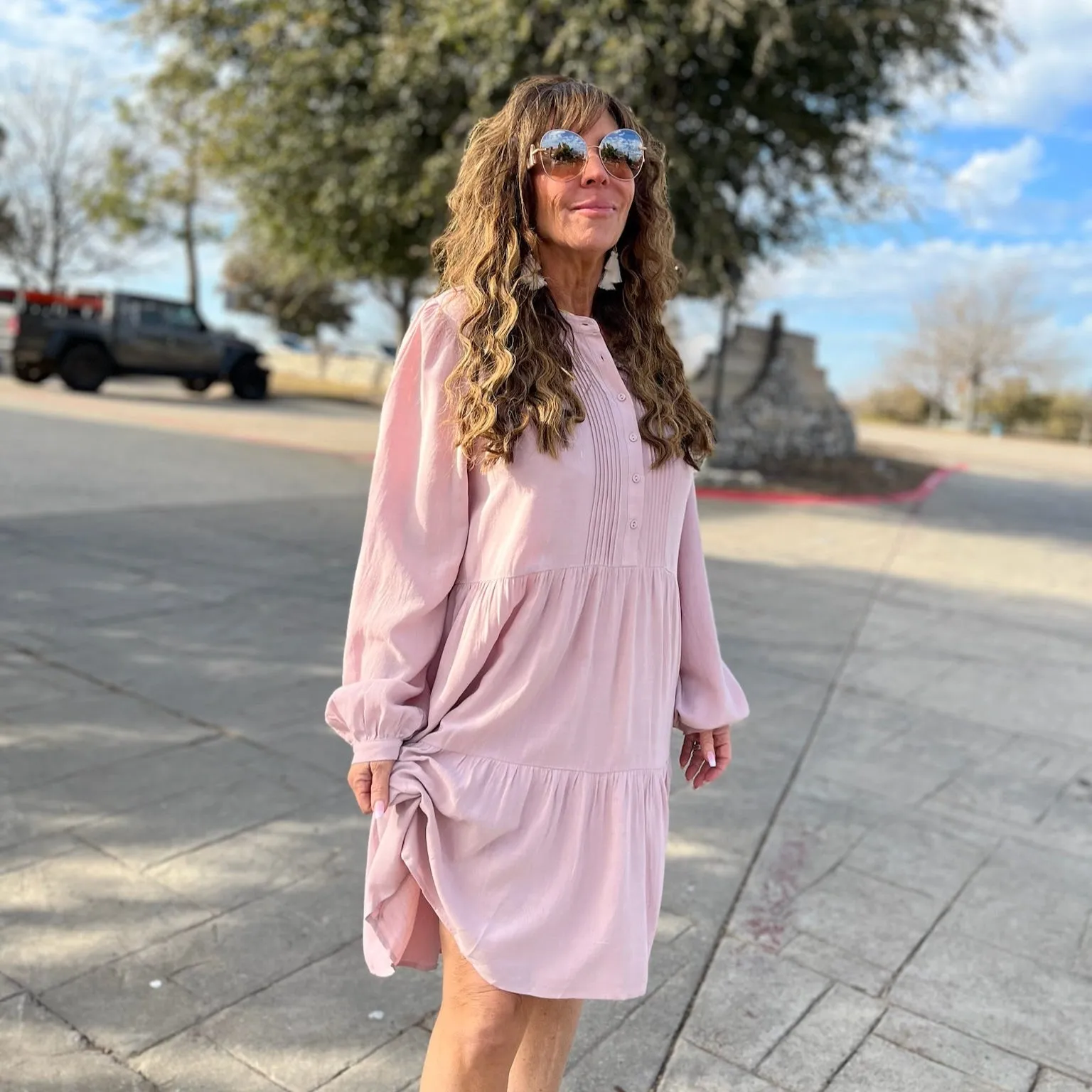 Krista Linen Blend Vintage Babydoll Mini Dress