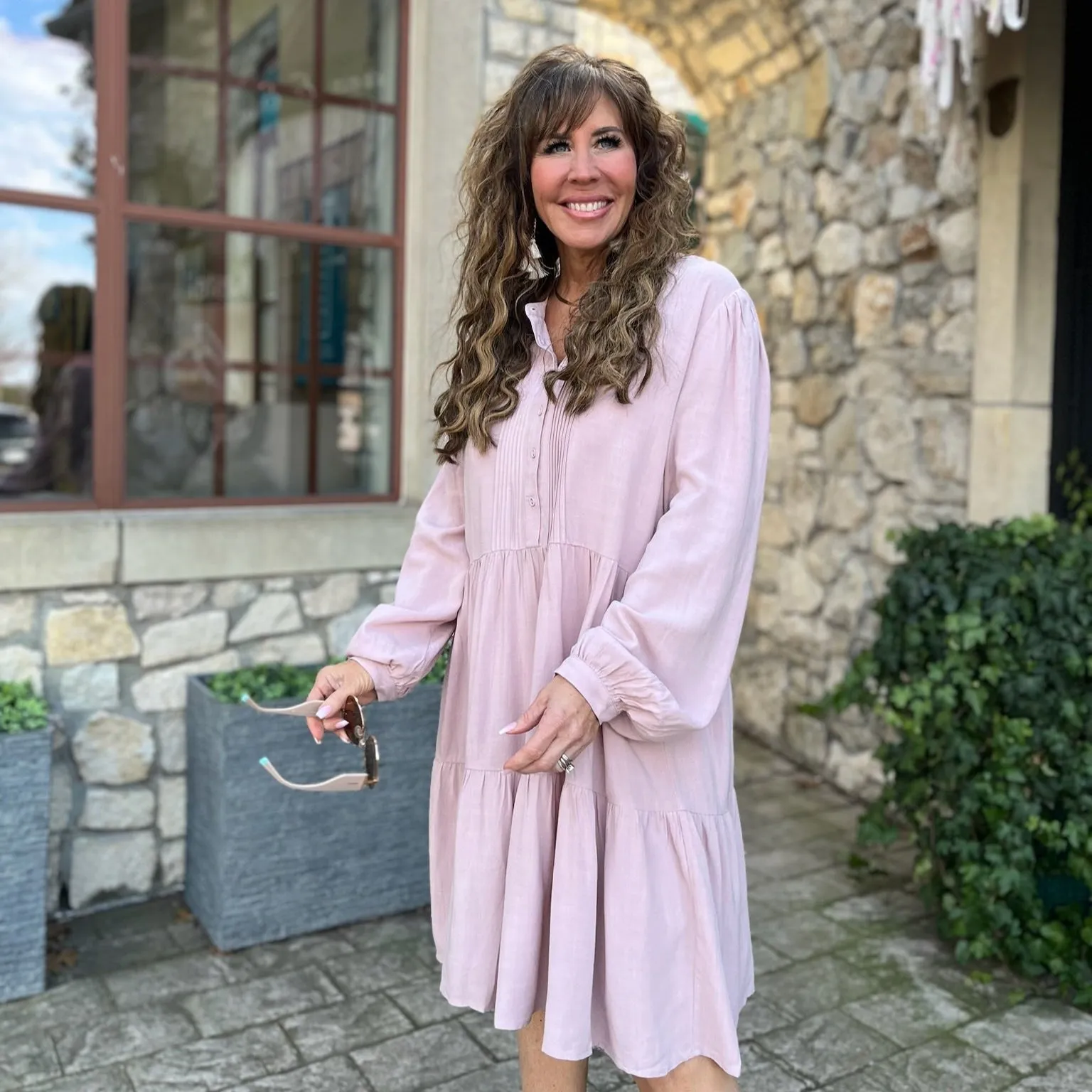 Krista Linen Blend Vintage Babydoll Mini Dress