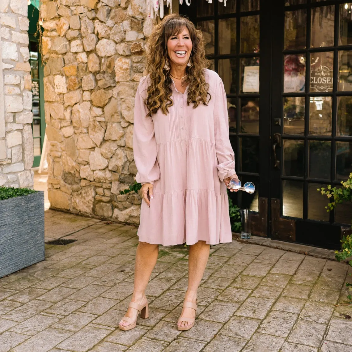 Krista Linen Blend Vintage Babydoll Mini Dress