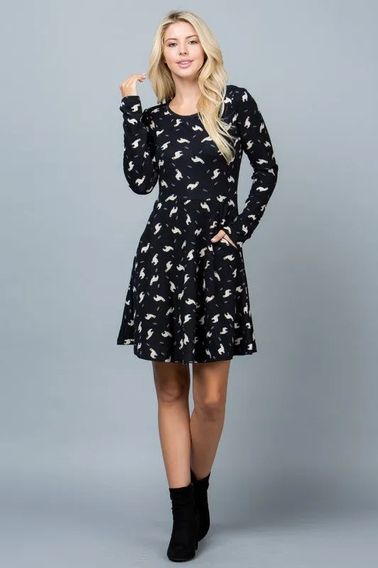 LHAMA PRINT SWEATER DRESS
