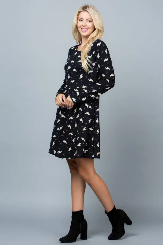 LHAMA PRINT SWEATER DRESS