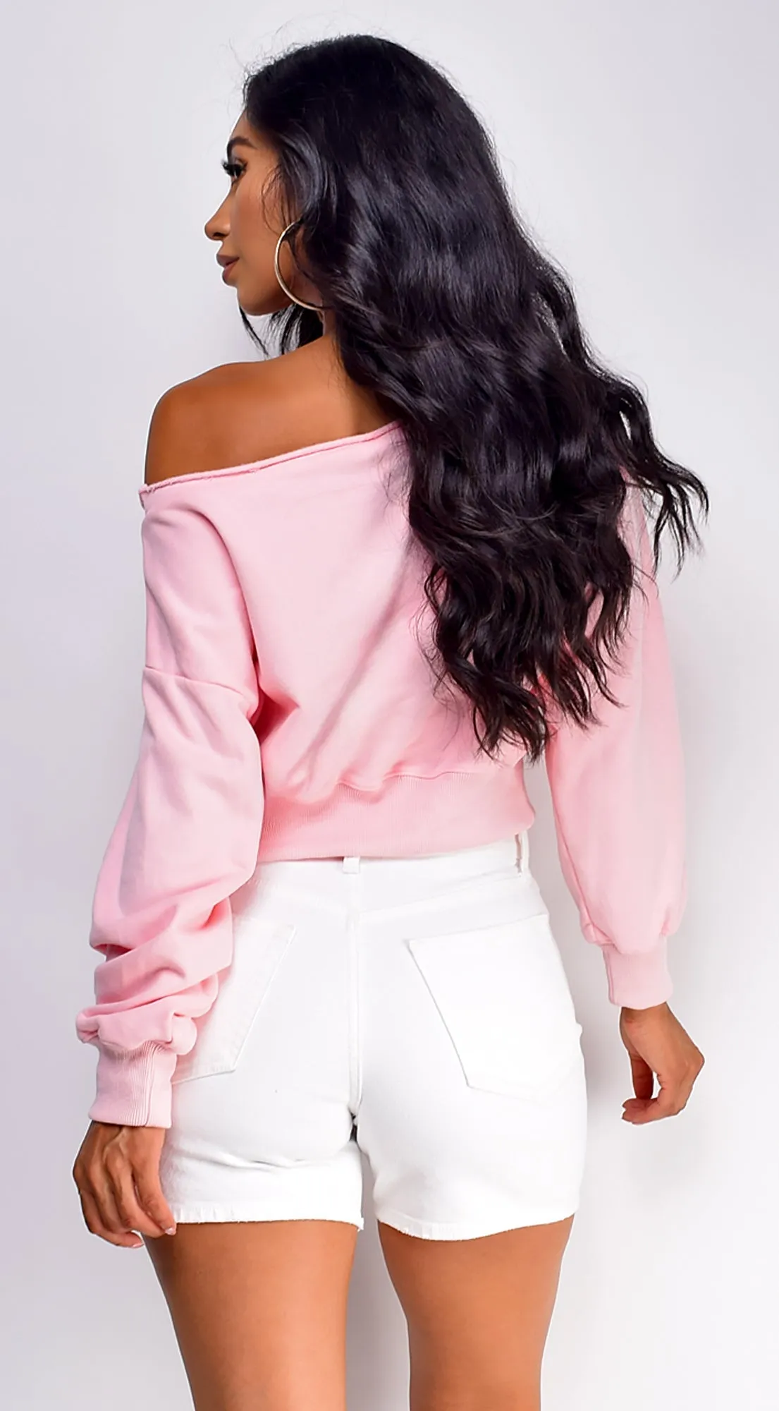 Lydi Off Shoulder Sweater Top - Pink