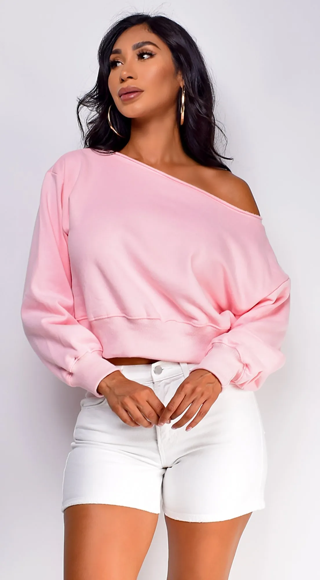 Lydi Off Shoulder Sweater Top - Pink