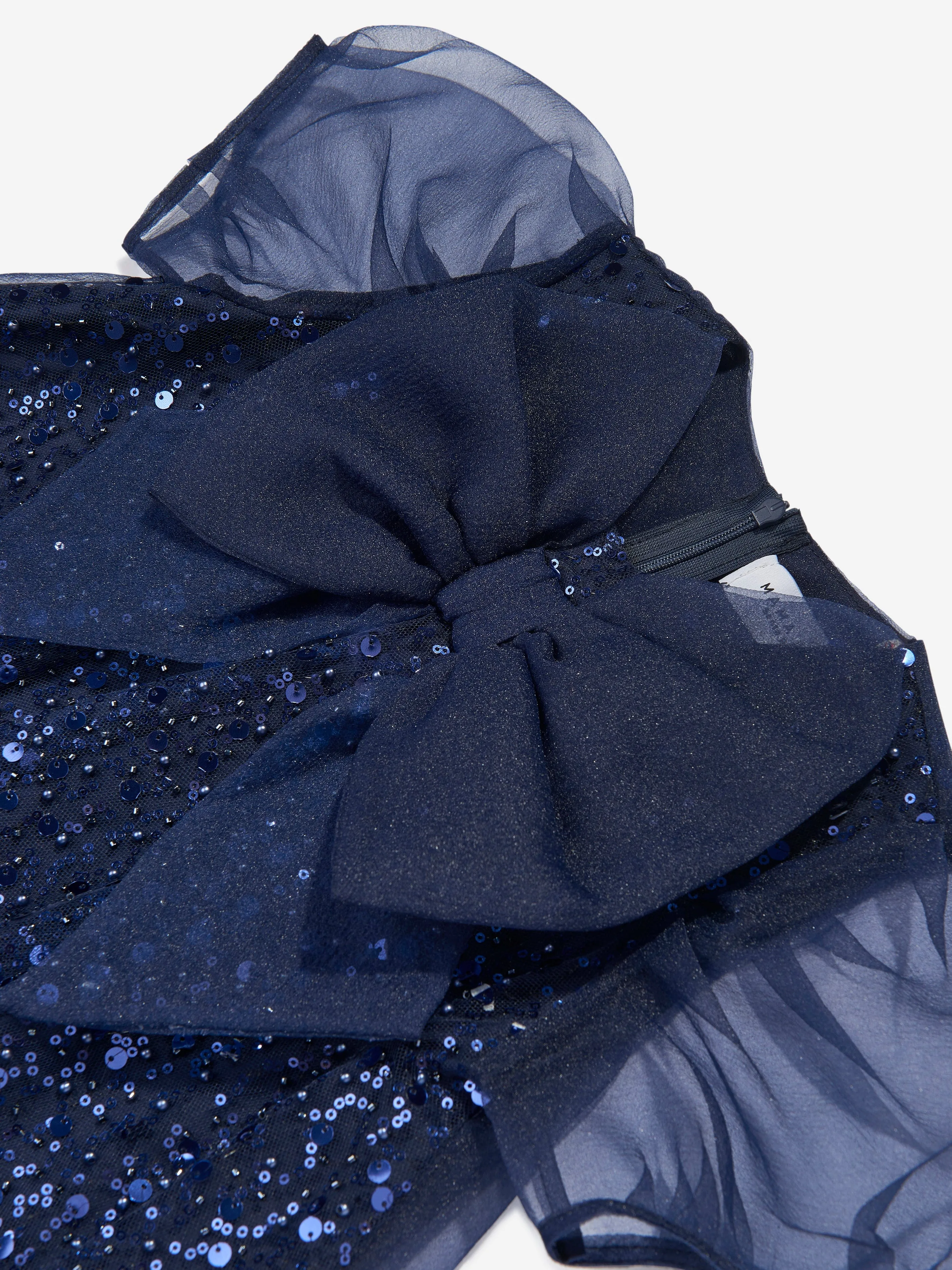 Mama Luma Girls Sequined Soft Tulle Dress in Navy