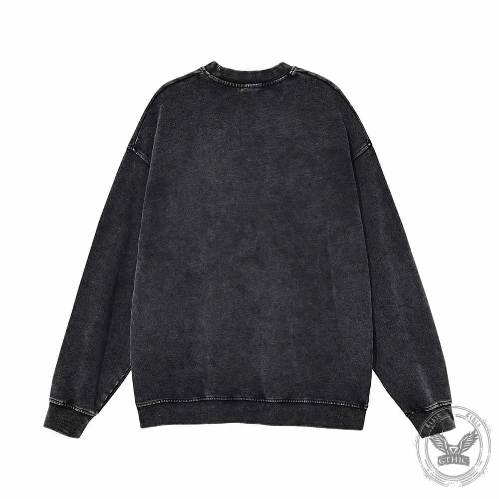 Mechanic Gear Wrenches Pattern Washed Sweatshirt