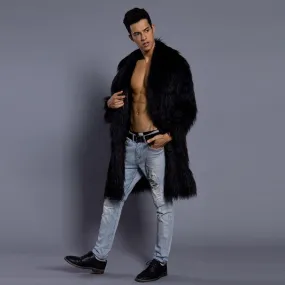 Mens Faux Fur Coats Jacket Fur Men black Thick Fake Coat Men Long Jacket Faux Leather Coats