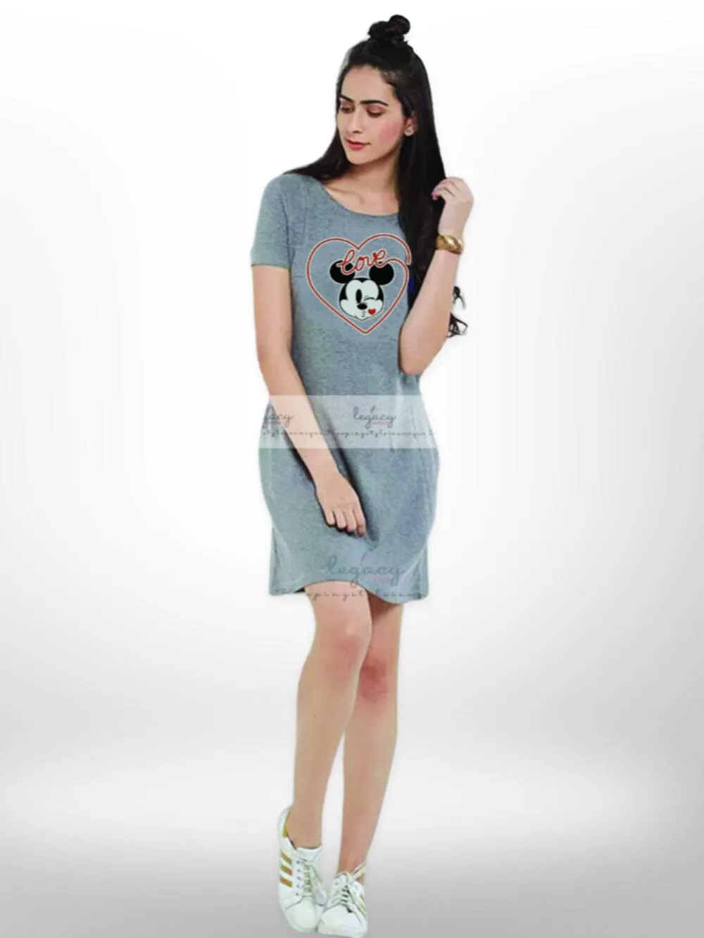 Mickey Love Bite Fashionable Long T-shirt For Women's