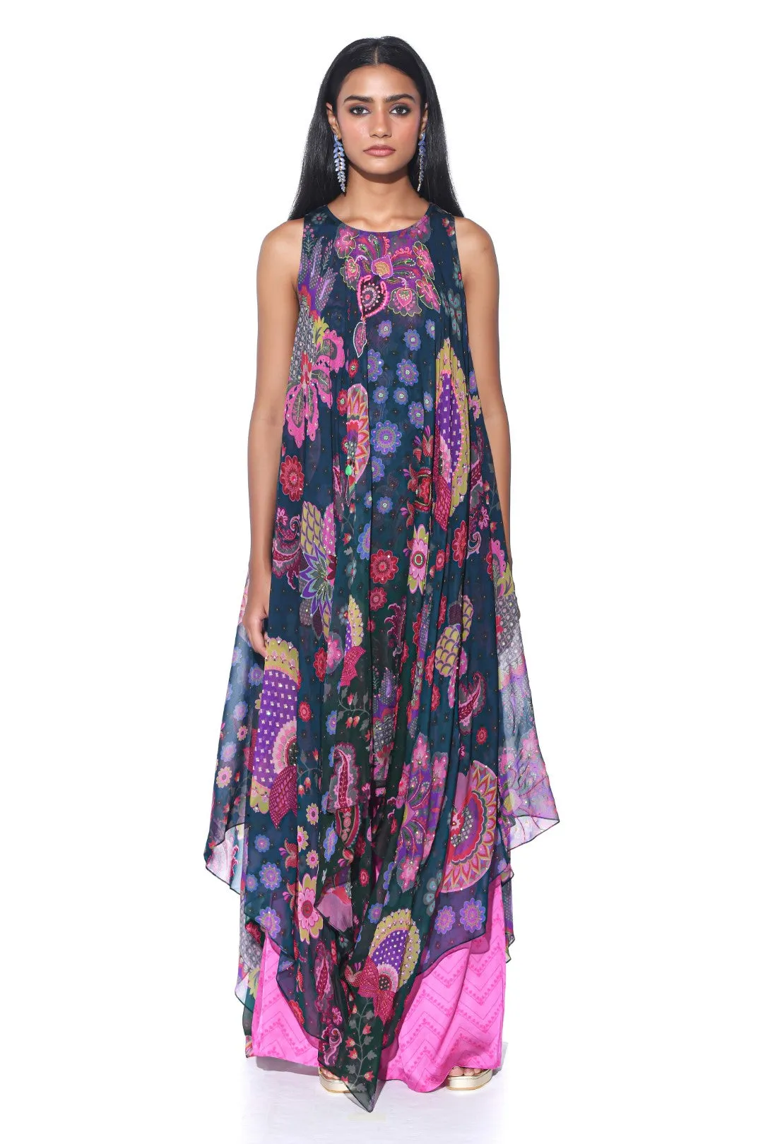Midnight Blue High-Low Tunic Set