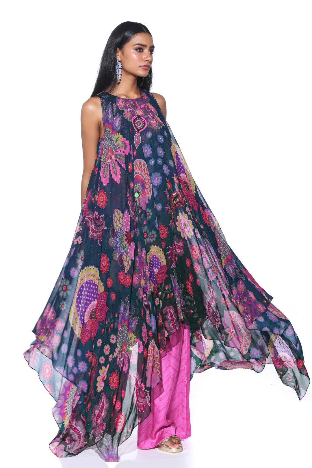 Midnight Blue High-Low Tunic Set