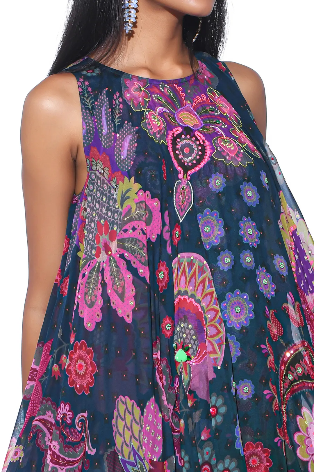 Midnight Blue High-Low Tunic Set