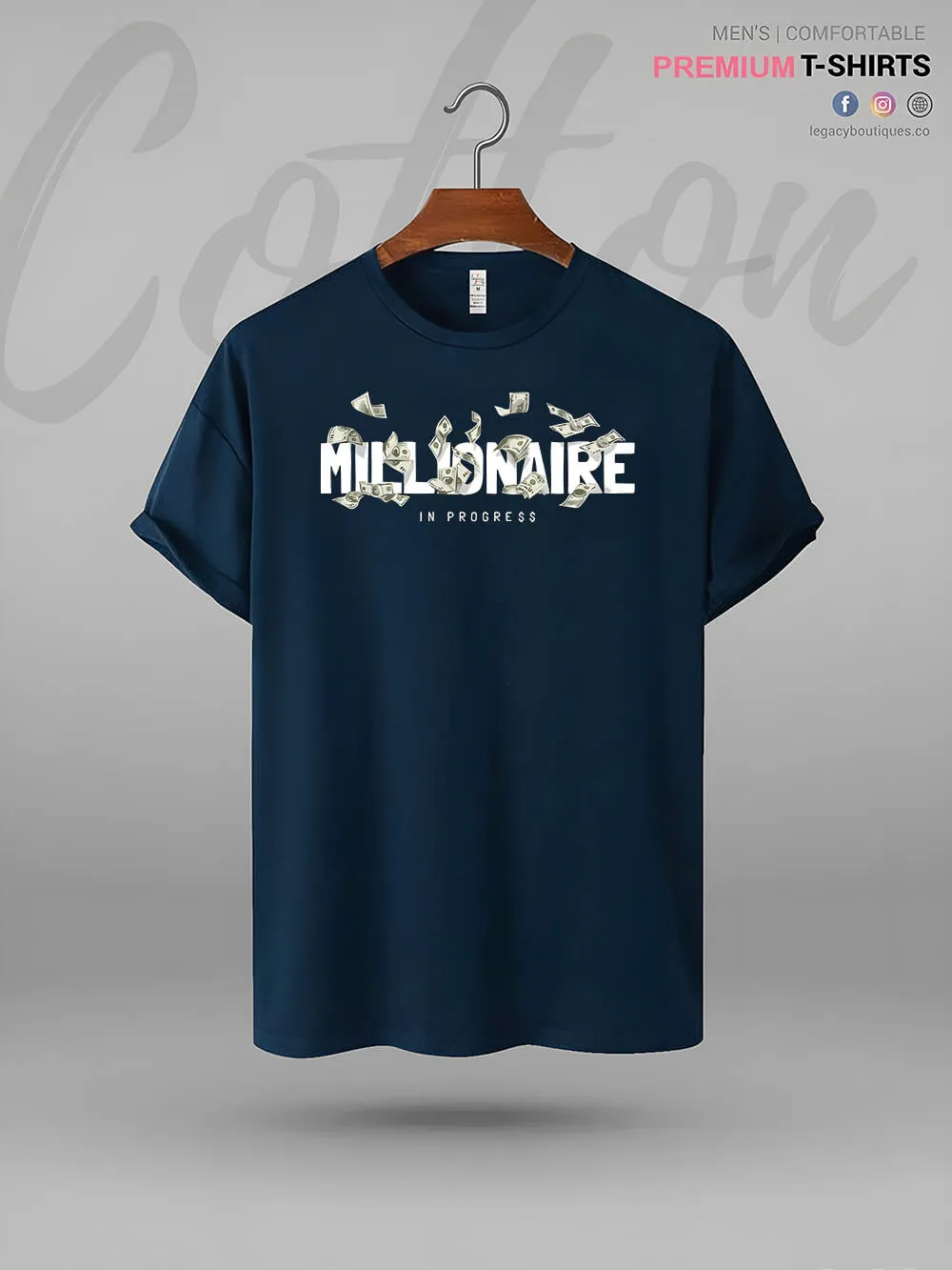 Millionaire In Progress Print Good Quality Men's T-Shirt In Lowest Price