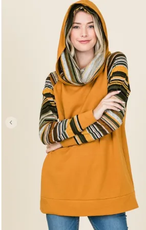 Mustard Long Sleeve Hooded Tunic