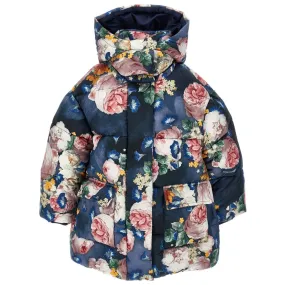 Navy Floral Logo Coat
