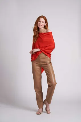 Orange Eva Lightweight Knit Poncho
