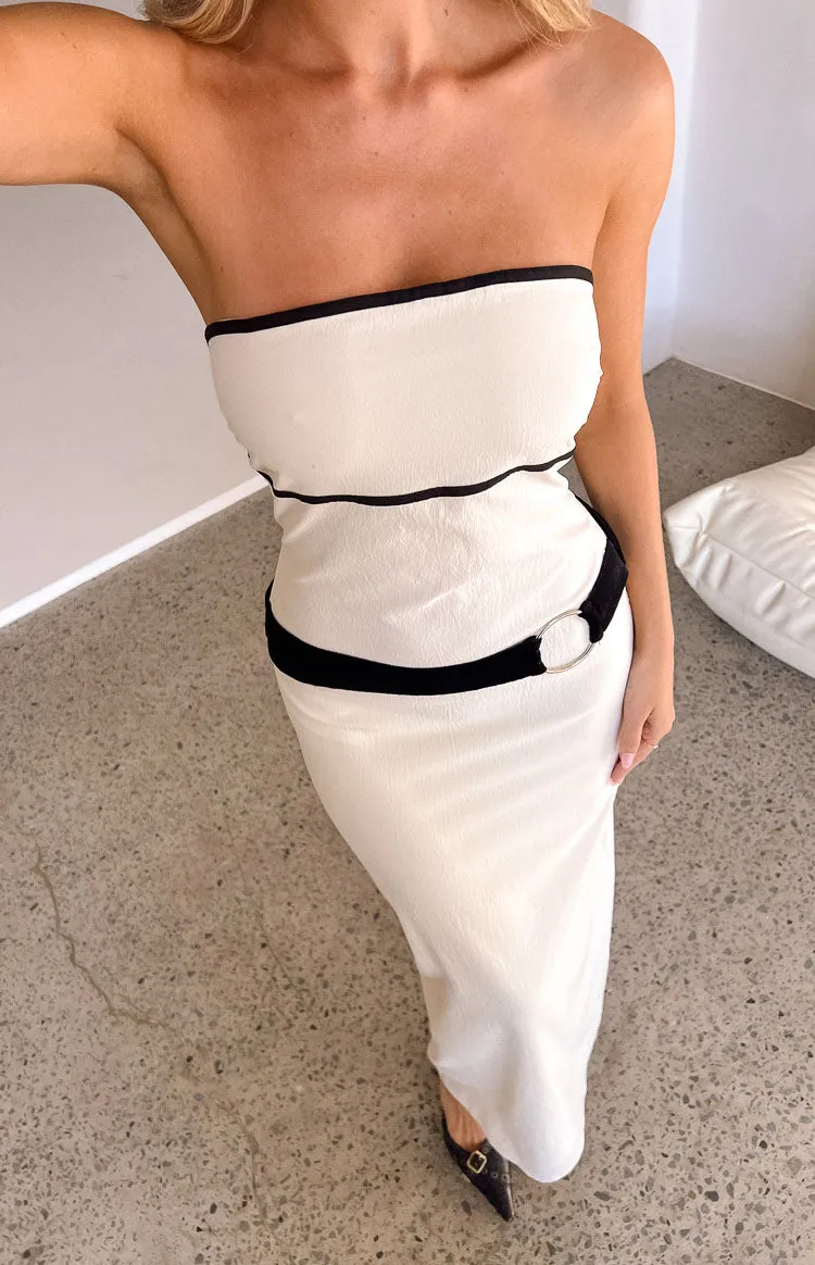 Perilla Cream Strapless Maxi Dress