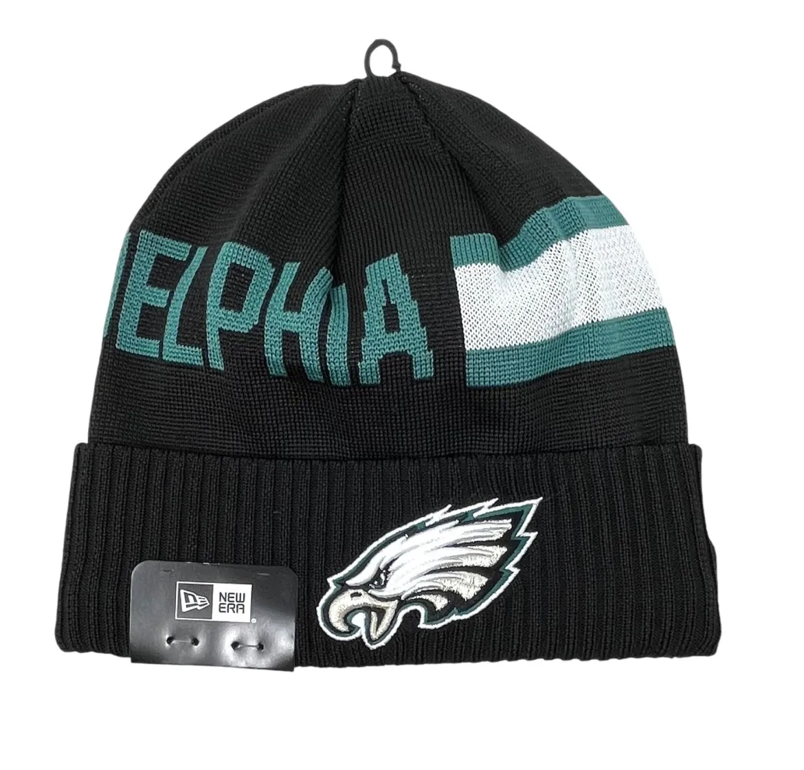 Philadelphia Eagles Black 2024 Sideline New Era Cold Weather Tech Cuffed Knit Beanie