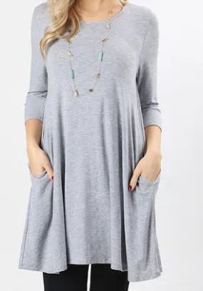 Plus Heather Grey 3/4 tunic