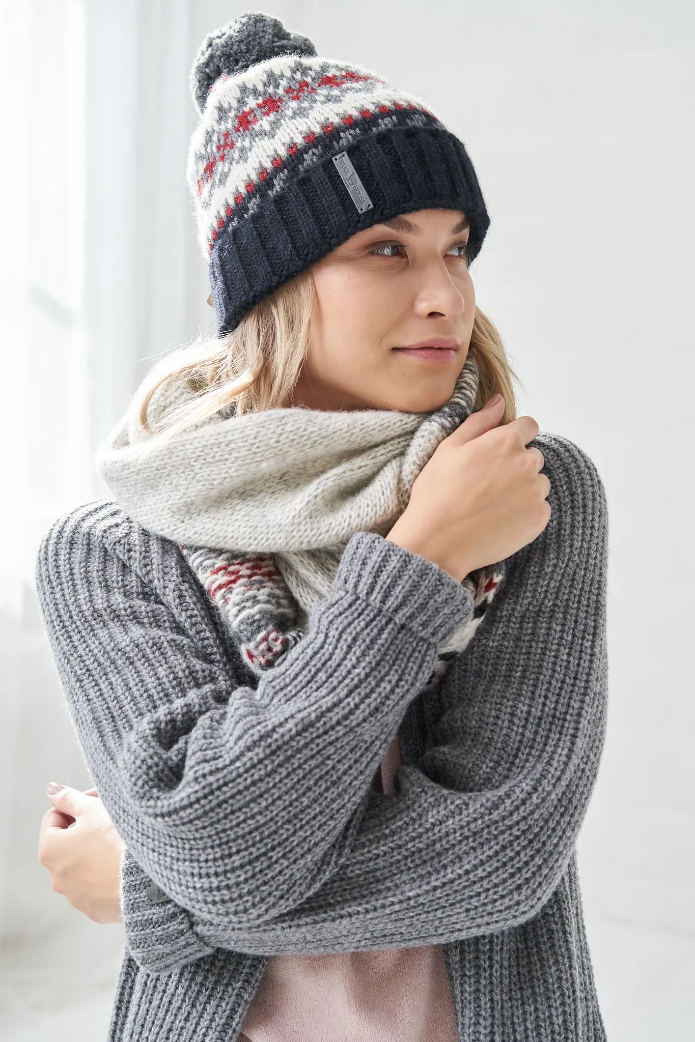 Pure wool bobble hat