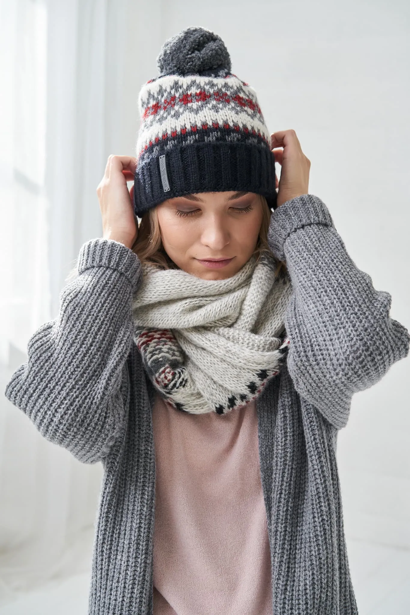 Pure wool bobble hat