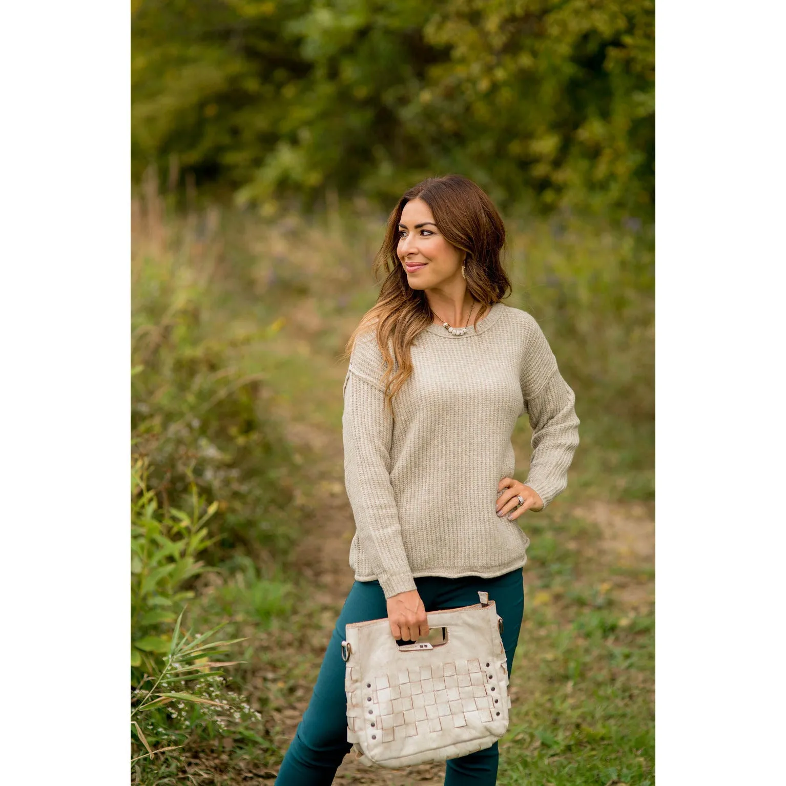 Raw Stitched Textured Sweater