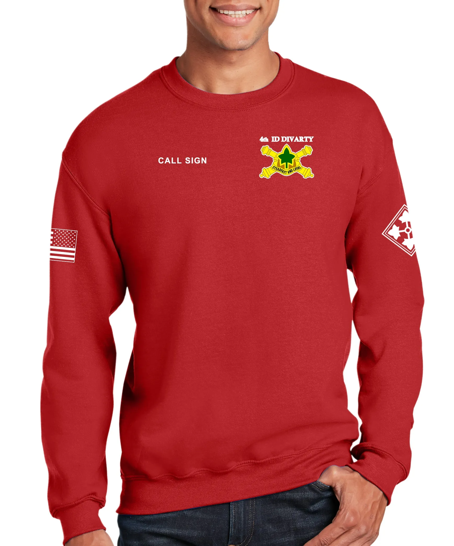 Red (All Backs) 50-50 Blend Crewneck Unisex Sweatshirt. This shirt IS approved for PT.