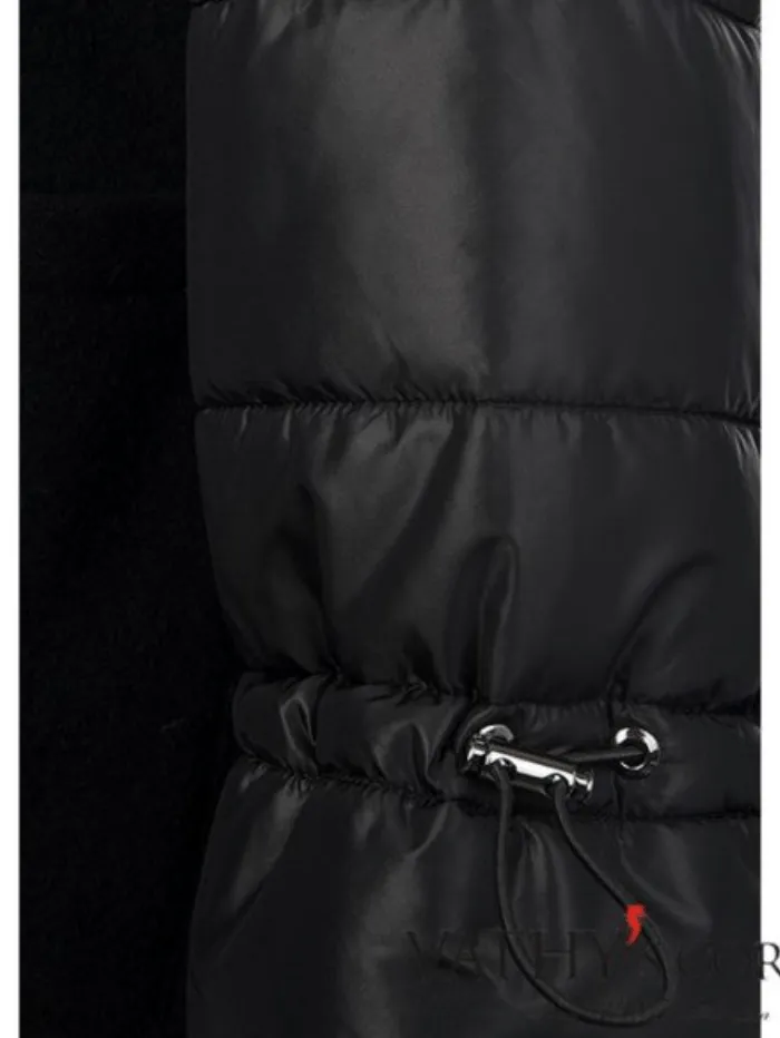 Riani Fringed Black Wool Jacket With Quilted Sleeves 379050 9550 Col 999