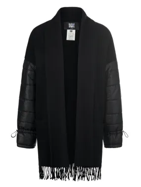 Riani Fringed Black Wool Jacket With Quilted Sleeves 379050 9550 Col 999