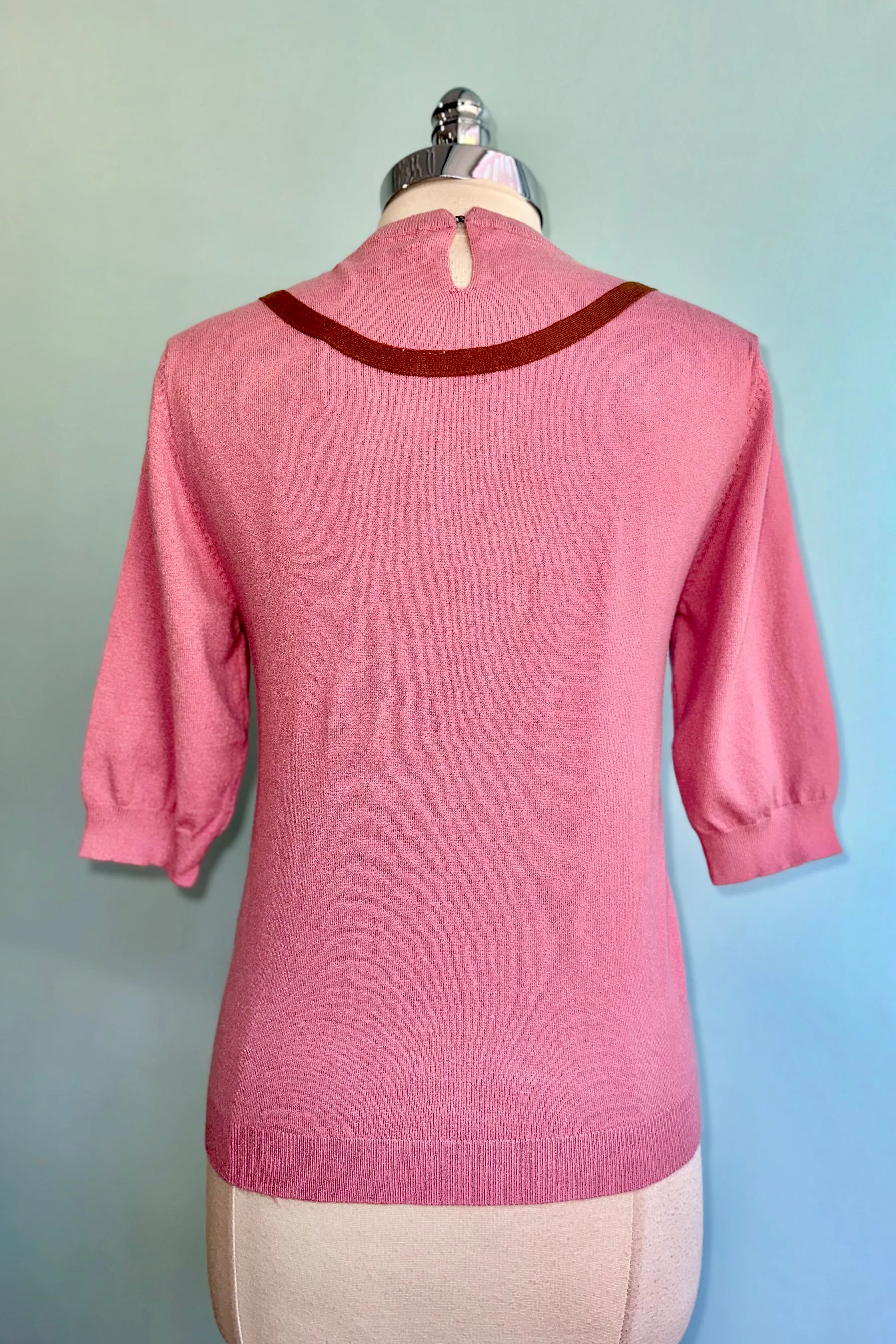 Rose Sweater with a Bow Collar Detail by Tulip B.