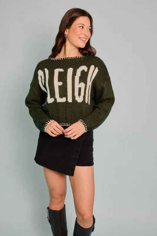 sleigh cropped sweater - dark green