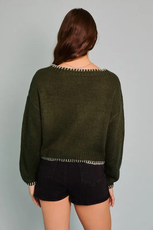 sleigh cropped sweater - dark green