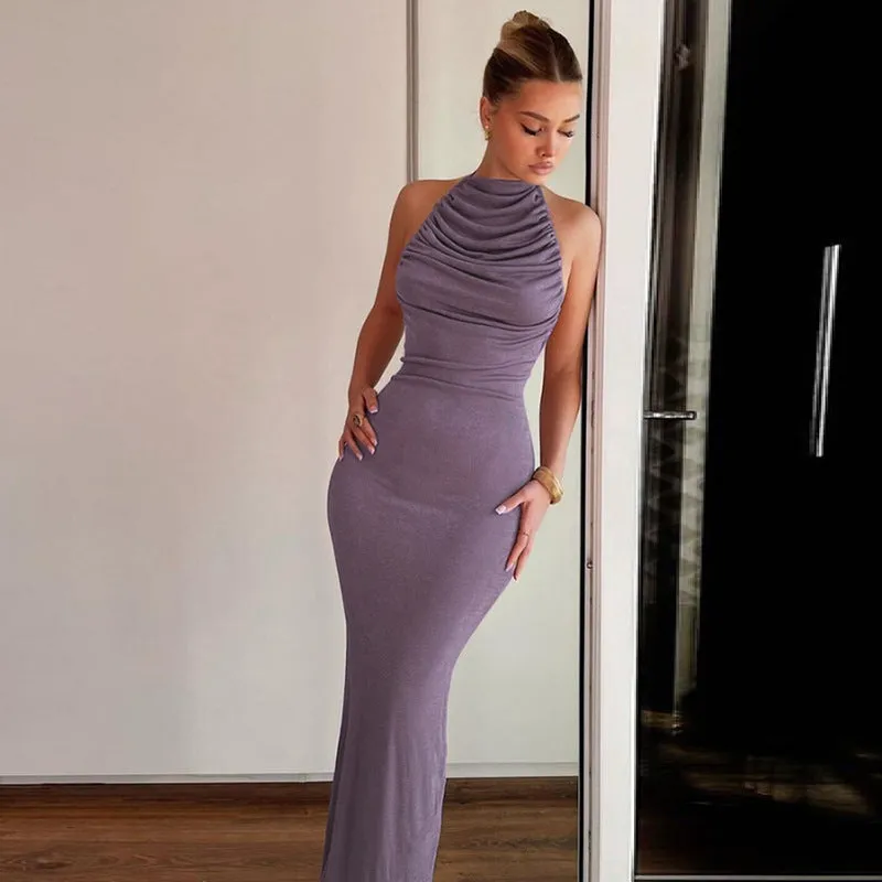 Sue Backless Halter Maxi Dress