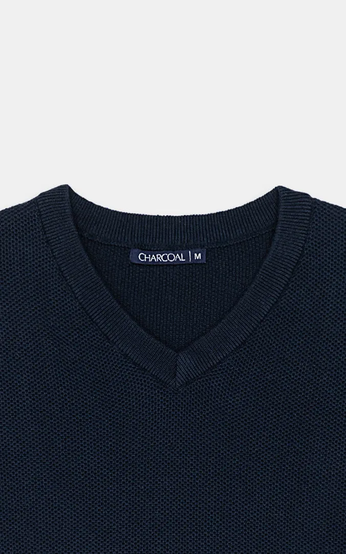 SWEATER V NECK SLEEVELESS NAVY