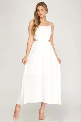 The Tracey Dress: Open Back White Maxi