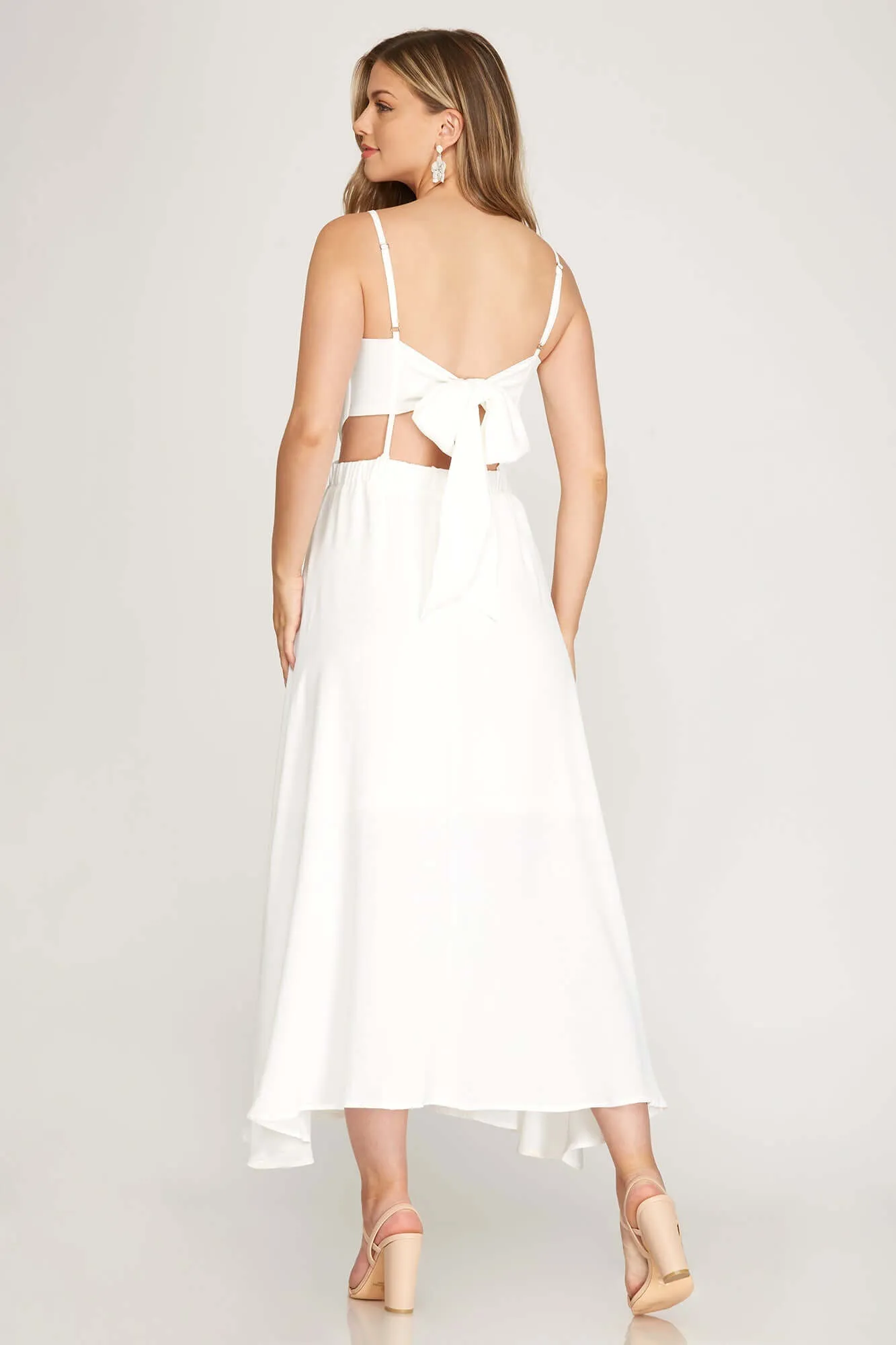 The Tracey Dress: Open Back White Maxi