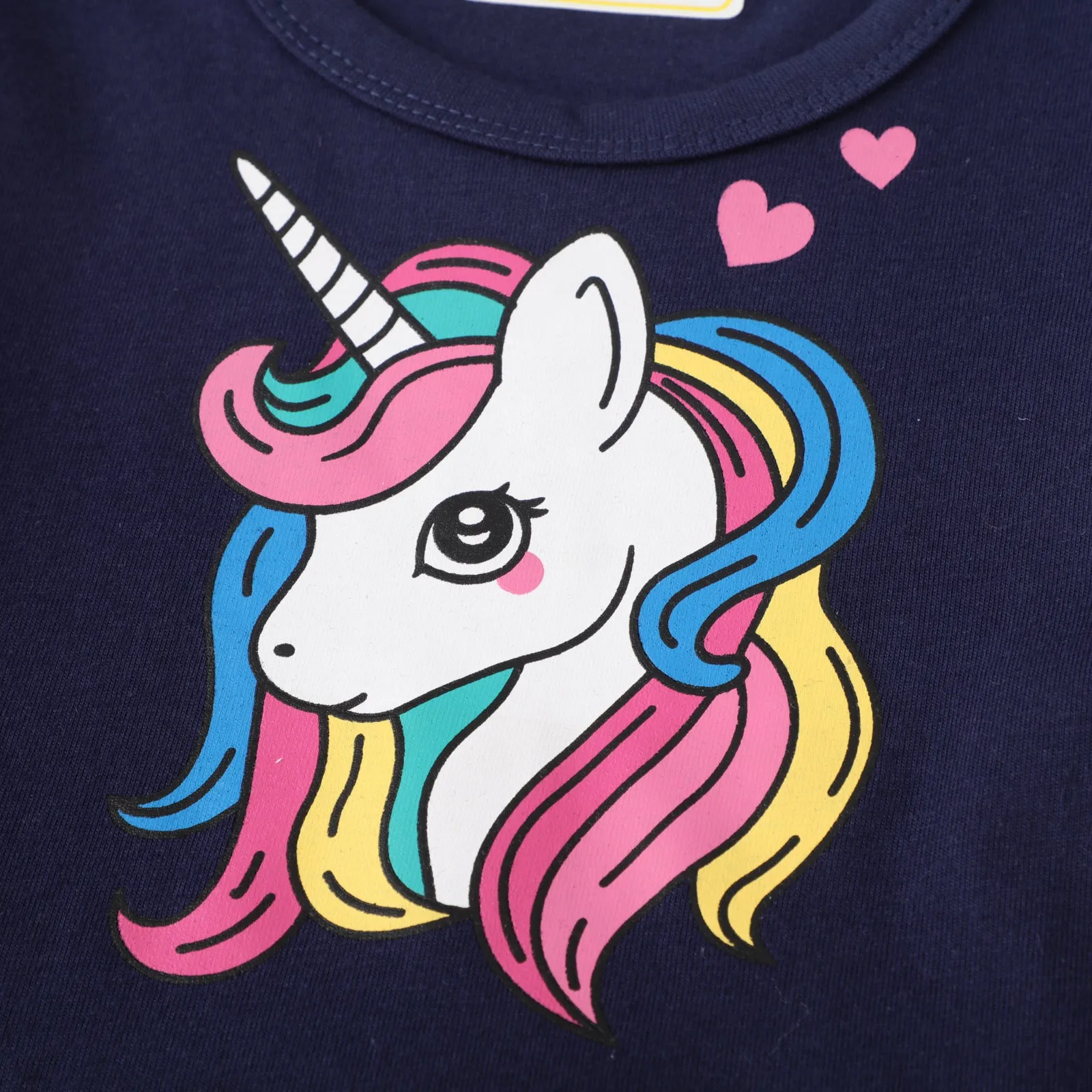 Toddler/Kid Girl's Unicorn Print Short Sleeve Black Dress