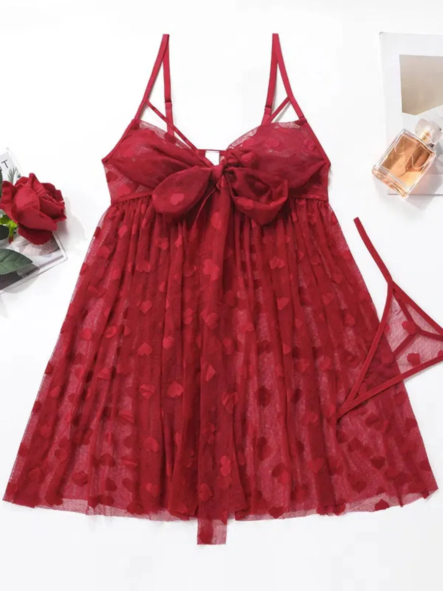 Tulle Bow Flyaway Babydoll Set