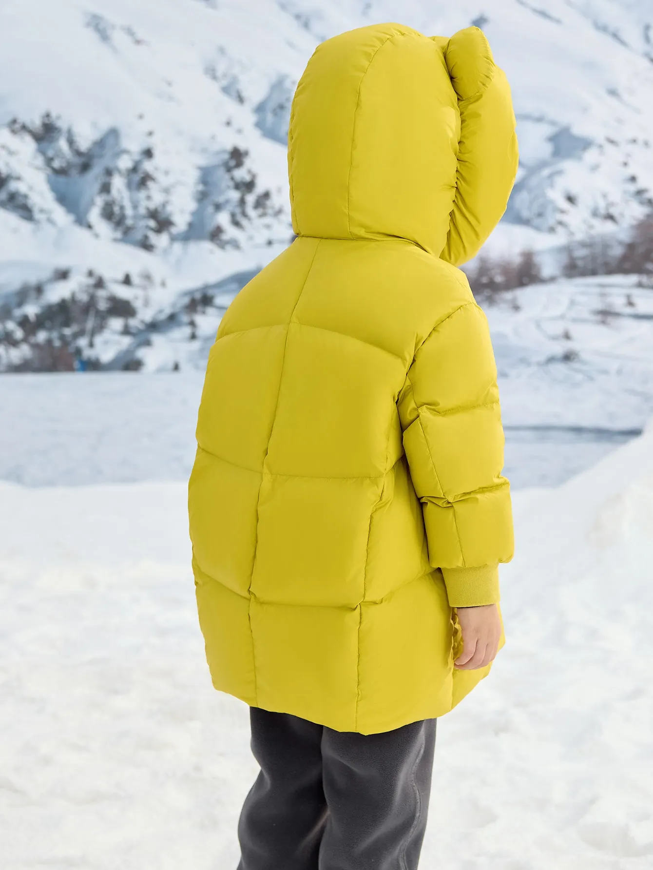 Unisex Toddler Ear Shaped Hood Down Jacket