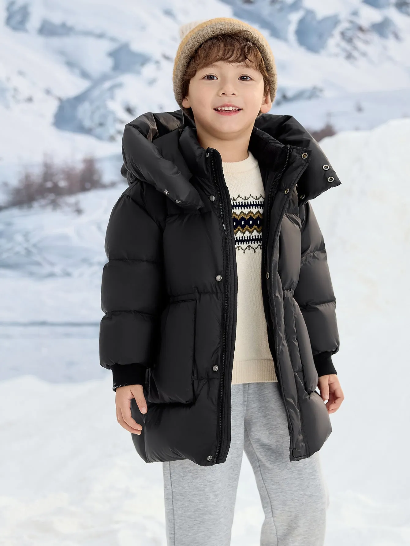 Unisex Toddler Ear Shaped Hood Down Jacket