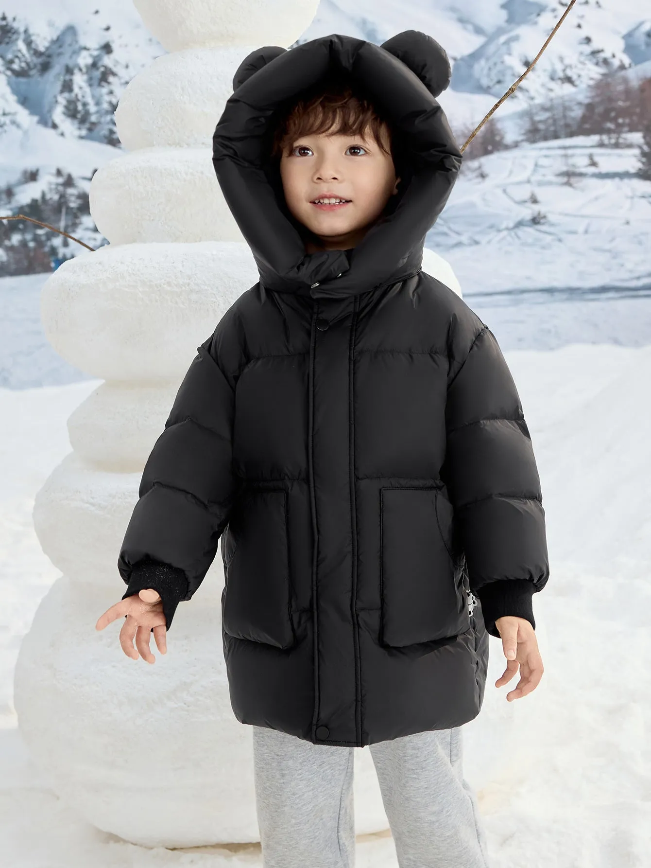 Unisex Toddler Ear Shaped Hood Down Jacket